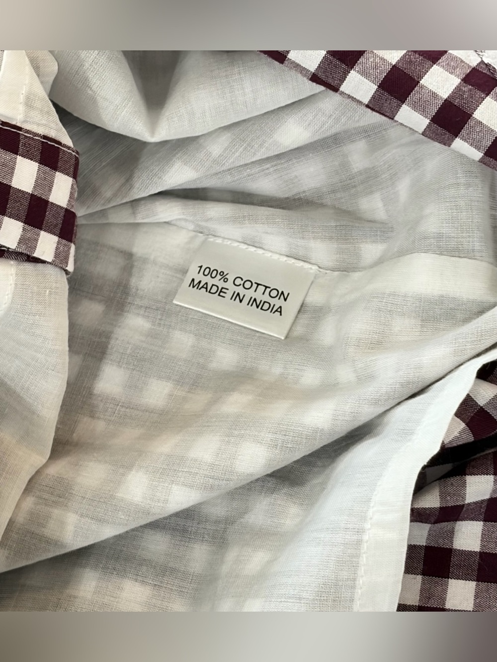 NWT SZ S/M Holly Shae Burgundy Gingham Button-Down Blouse with Ruffle Collar - - Picture 7 of 7